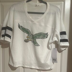 NFL White and Black Crop Boxy Jersey Top